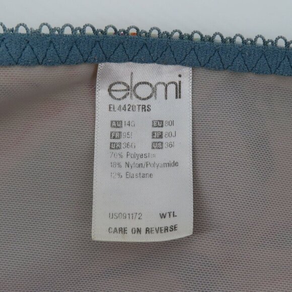 Elomi 36I Bra 4420 Mariella Underwire Banded Bra Tropical Blue Leaf Unlined - Picture 12 of 15